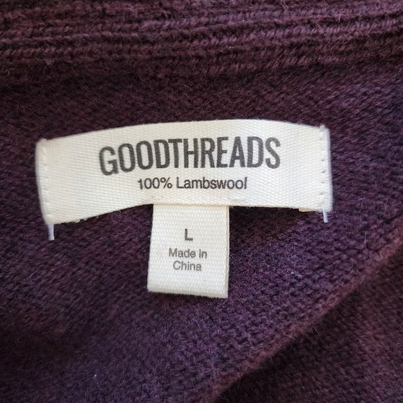 Men's Goodthreads Lambswool Burgundy Cardigan Shawl with Pockets - Picture 4 of 8